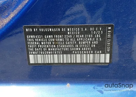 2024 Volkswagen Jetta Gli 40Th Anniversary Edition из США, поврежденный, VIN 3VW8T7BU2RM018753